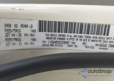 2002 Jeep Grand Cherokee Laredo from USA, damaged, VIN 1J4GW48S32C239497